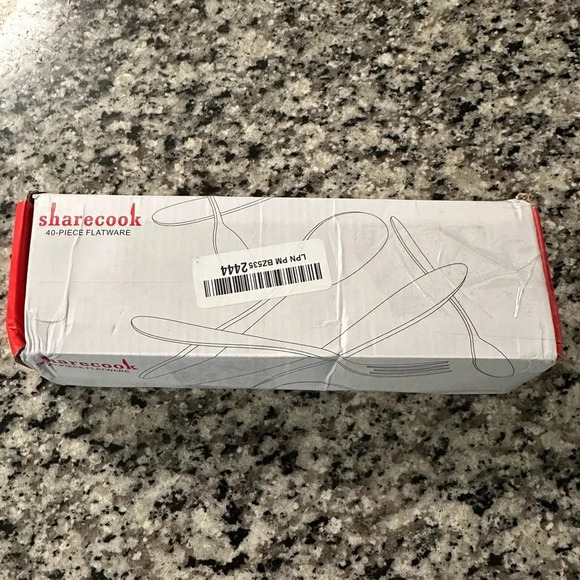 NIB SHARECOOK black 40-Piece Stainless Steel Flatware Set - Picture 3 of 5